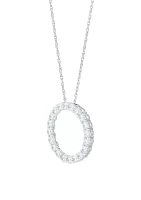 2 ct. t.w. Lab Grown Diamond Circle Pendant Necklace with 18" Singapore Chain in 10K White Gold