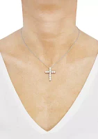 2 ct. t.w. Lab Grown Diamond Cross Pendant Necklace with 18" Singapore Chain in 10K White Gold