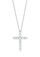 1/2 ct. t.w. Lab Grown Diamond Cross Pendant Necklace with 18" Perfectina Chain in 10K White Gold