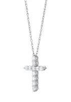 1/2 ct. t.w. Lab Grown Diamond Cross Pendant Necklace with 18" Perfectina Chain in 10K White Gold