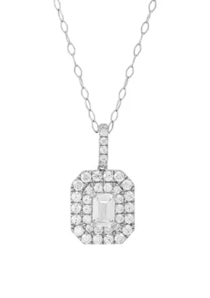 1 ct. t.w. Lab Grown Diamond Pendant Necklace with 18" Rope Chain in 10K White Gold