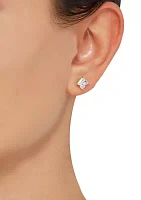 ct. t.w. Lab Created Diamond Princess Cut Stud Earrings in 14K Gold