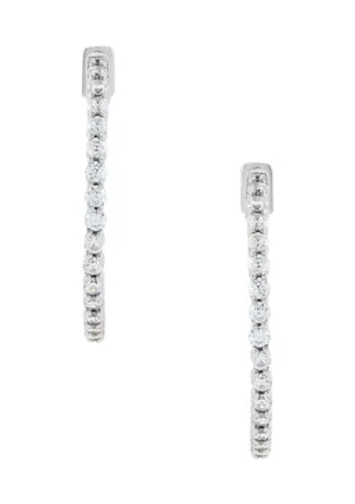 1.04 ct. t.w. Lab Grown Diamond Hoop Earrings in 10K White Gold