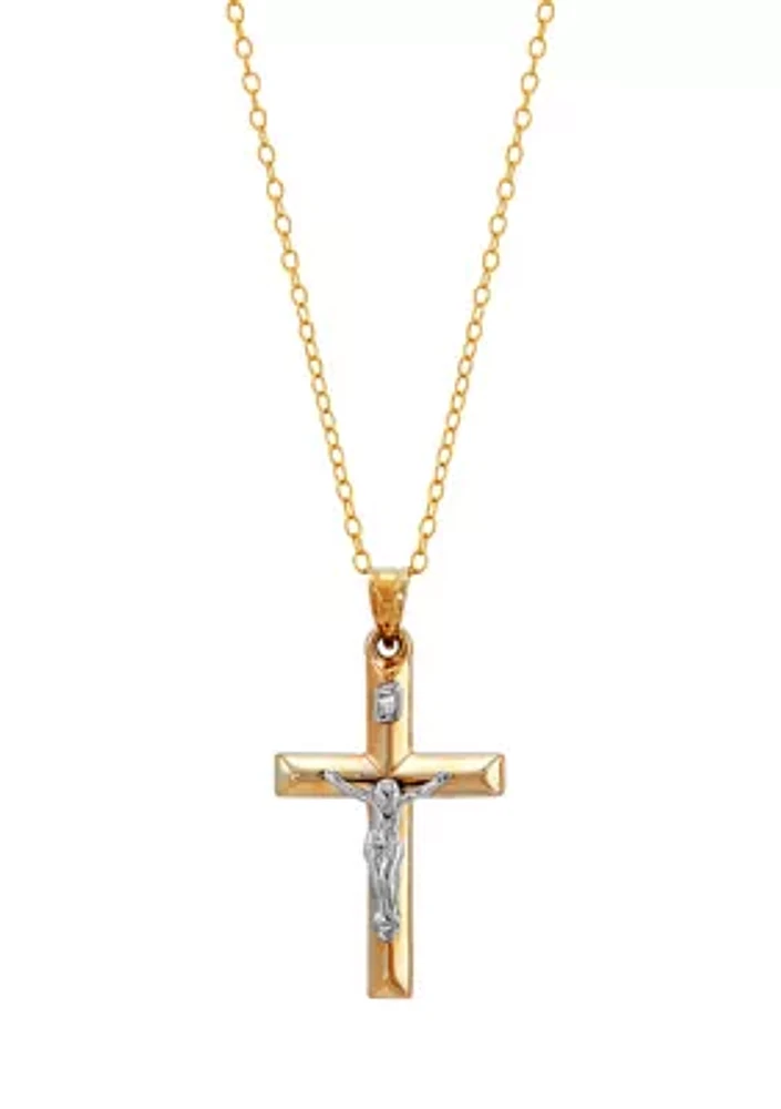 Crucifix Knife Pendant in 14K Two-Tone Gold