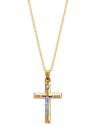 Crucifix Knife Pendant in 14K Two-Tone Gold