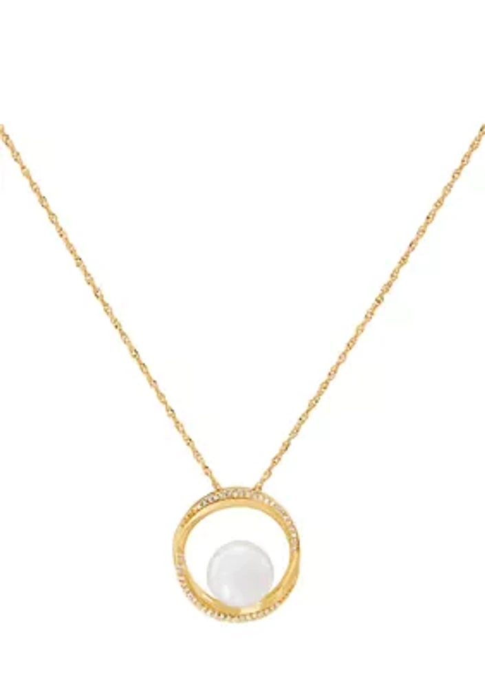 1/10 ct. t.w. Diamond and 4.5 ct. t.w. Freshwater Pearl Pendant Necklace in 14K Yellow Gold 