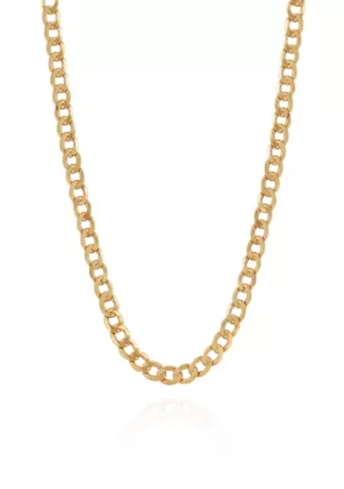 Bevelled Curb Chain Necklace in 10k Yellow Gold