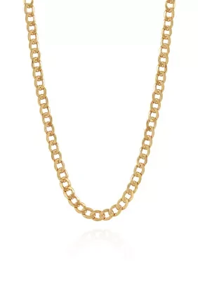 Bevelled Curb Chain Necklace in 10k Yellow Gold