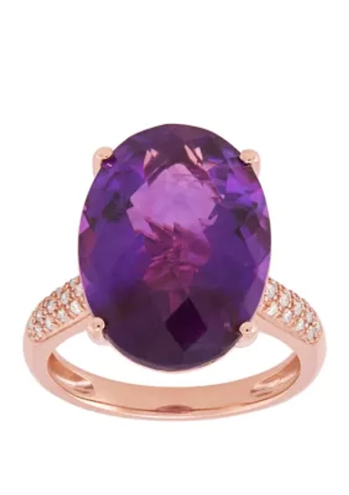 Amethyst Ring with 1/6 ct. t.w. Diamond in 10k Rose Gold