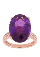 Amethyst Ring with 1/6 ct. t.w. Diamond in 10k Rose Gold