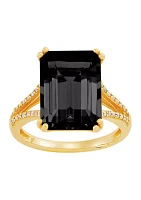 6.5 ct. t.w. Onyx and 1/6 ct. t.w. Diamond Ring in 10K Yellow Gold