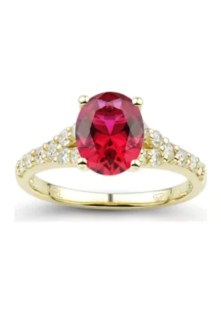 3/8 ct. t.w. Lab Created Ruby and Lab Created Diamond Ring in 10K Yellow Gold