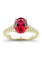 3/8 ct. t.w. Lab Created Ruby and Lab Created Diamond Ring in 10K Yellow Gold