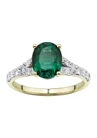 3/8 ct. t.w. Lab-Created Emerald and Lab-Created Diamond Ring in 10K Yellow Gold