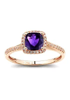 Diamond and Amethyst Ring in 10K Yellow Gold