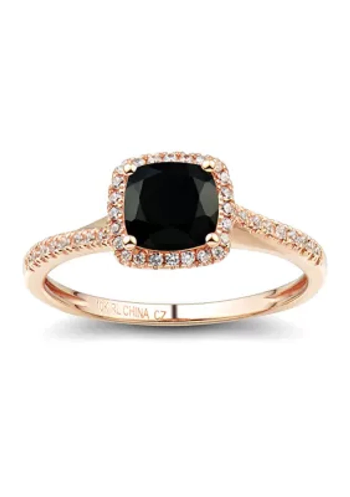 Diamond and Onyx Ring in 10K Yellow Gold