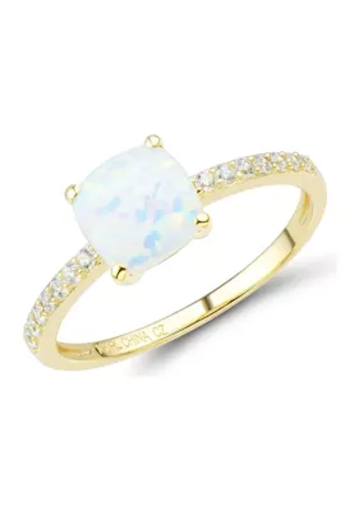 Lab Created Opal and White Sapphire Ring in 10K Yellow Gold