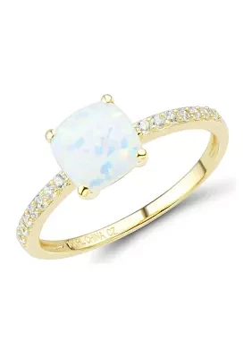 Lab Created Opal and White Sapphire Ring in 10K Yellow Gold