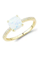 Lab Created Opal and White Sapphire Ring in 10K Yellow Gold