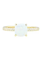 Lab Created Opal and White Sapphire Ring in 10K Yellow Gold