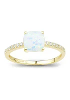 Lab Created Opal and White Sapphire Ring in 10K Yellow Gold