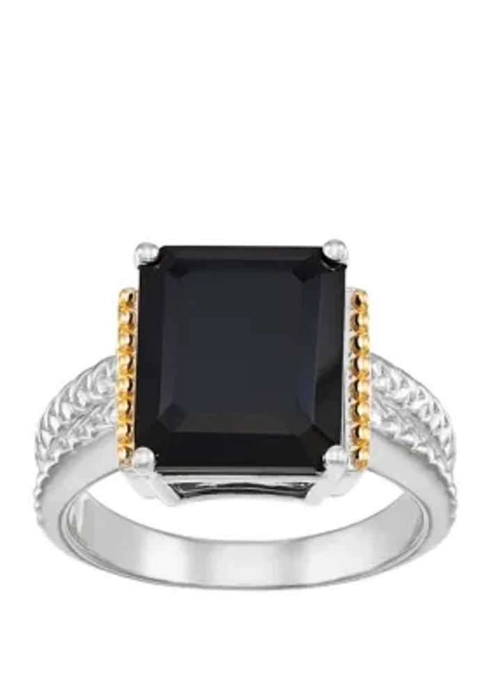 Onyx Ring in Sterling Silver/14k Yellow Gold