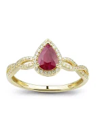 1/6 ct. t.w. Diamond and Ruby Ring in 10K Yellow Gold