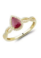 1/6 ct. t.w. Diamond and Ruby Ring in 10K Yellow Gold