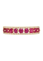 Ruby and 1/10 ct. t.w. Diamond Ring in 10K Yellow Gold