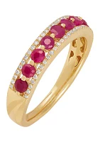 Ruby and 1/10 ct. t.w. Diamond Ring in 10K Yellow Gold