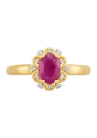 1/10 ct. t.w. Ruby and Diamond Ring in 10K Yellow Gold