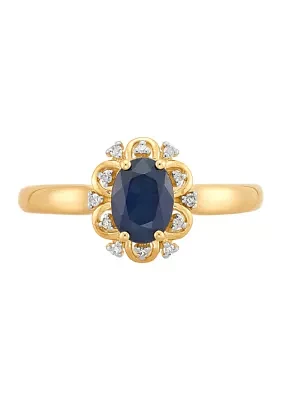 1/10 ct. t.w. Sapphire and Diamond Ring in 10K Yellow Gold