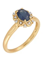 1/10 ct. t.w. Sapphire and Diamond Ring in 10K Yellow Gold