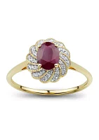 1/10 ct. t.w. Diamond and Ruby Ring in 14K Yellow Gold