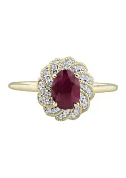 1/10 ct. t.w. Diamond and Ruby Ring in 14K Yellow Gold