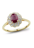 1/10 ct. t.w. Diamond and Ruby Ring in 14K Yellow Gold