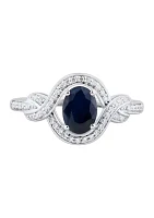 1/ ct. t.w. Diamond and Sapphire Ring in 14K White Gold