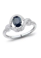 1/ ct. t.w. Diamond and Sapphire Ring in 14K White Gold