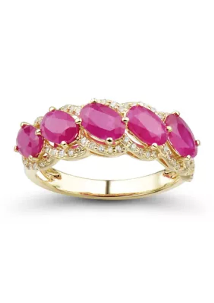 1/4 ct. t.w. Diamond and Ruby Ring in 10K Yellow Gold