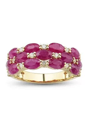   1/4 ct. t.w. Diamond and Ruby Ring in 10K Yellow Gold