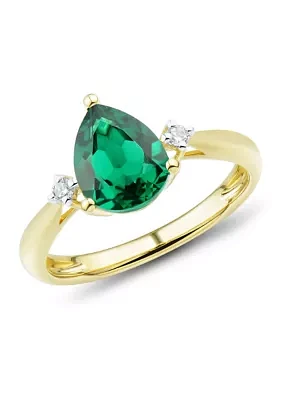 Lab Created Emerald and White Sapphire Ring in 10K Yellow Gold