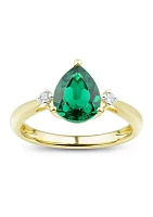 Lab Created Emerald and White Sapphire Ring in 10K Yellow Gold