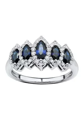 1/3 ct. t.w. Lab Created Sapphire and 1/3 ct. t.w. Lab Created Diamond Ring in 10K White Gold