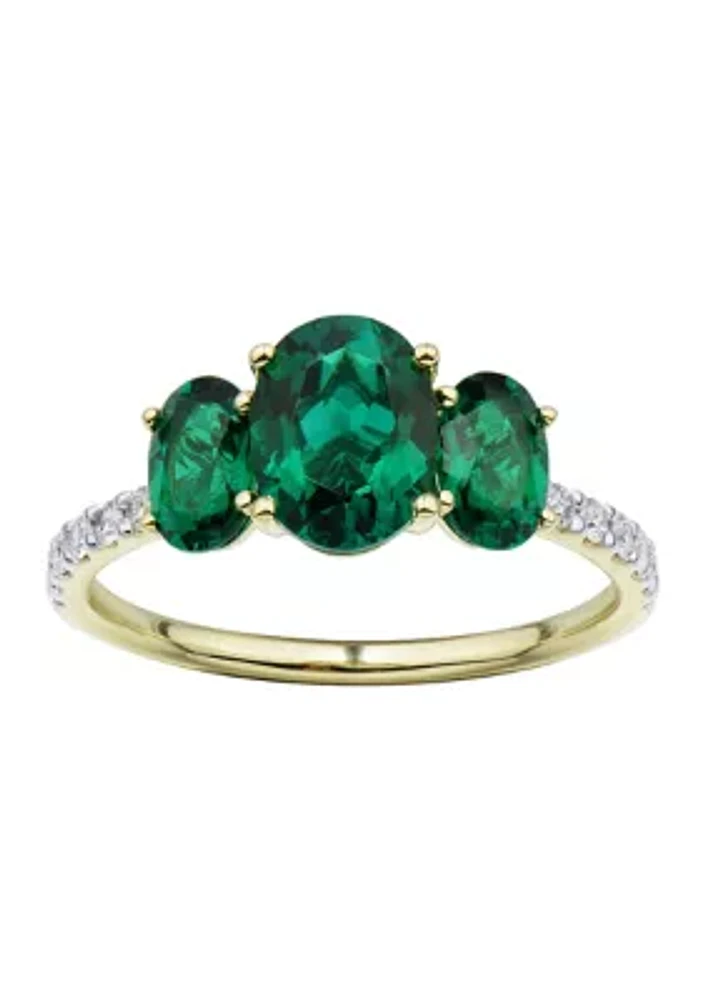 1/5 ct. t.w. Lab Created Emerald and Lab Created Diamond in 10K Yellow Gold