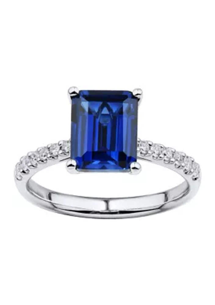 1/5 ct. t.w. Lab-Created Sapphire and Lab-Created Diamond Ring in 10K White Gold