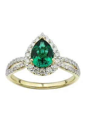 ct. t.w. Lab-Created Emerald and Lab-Created Diamond Ring in 10K Yellow Gold