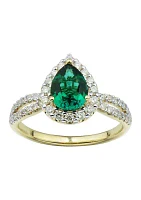 ct. t.w. Lab-Created Emerald and Lab-Created Diamond Ring in 10K Yellow Gold