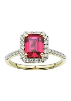 1/3 ct. t.w. Lab Created Ruby and Lab Created Diamond Ring in 10K Yellow Gold