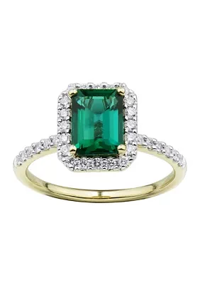 1/3 ct. t.w. Lab Created Emerald and Lab Created Diamond Ring in 10K Yellow Gold