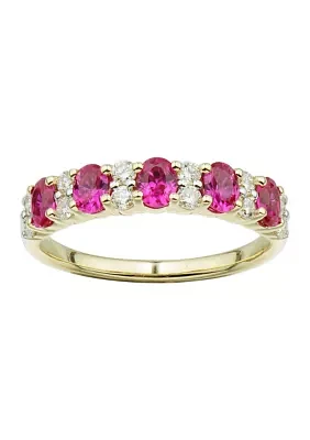 1/3 ct. t.w. Lab Created Ruby and Lab Created Diamond Ring in 10K Yellow Gold